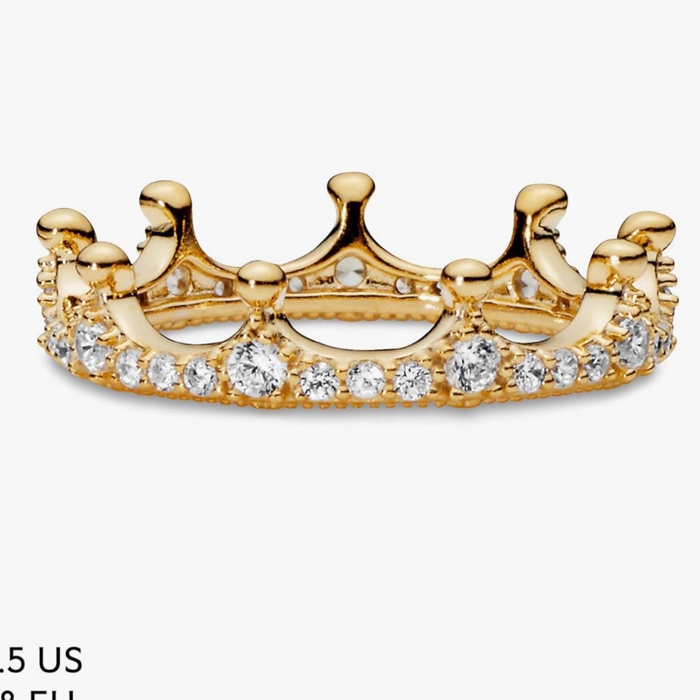 Pandora Gold Crown Ring with Clear Stones